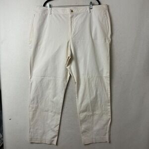 Lauren Ralph Lauren Woman White Cotton Blend Straight Leg Pants Size 22W NWT